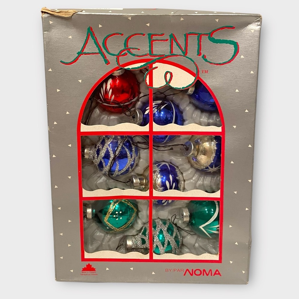 Vintage Colourful Christmas Tree Ornaments Box of 10 Assorted